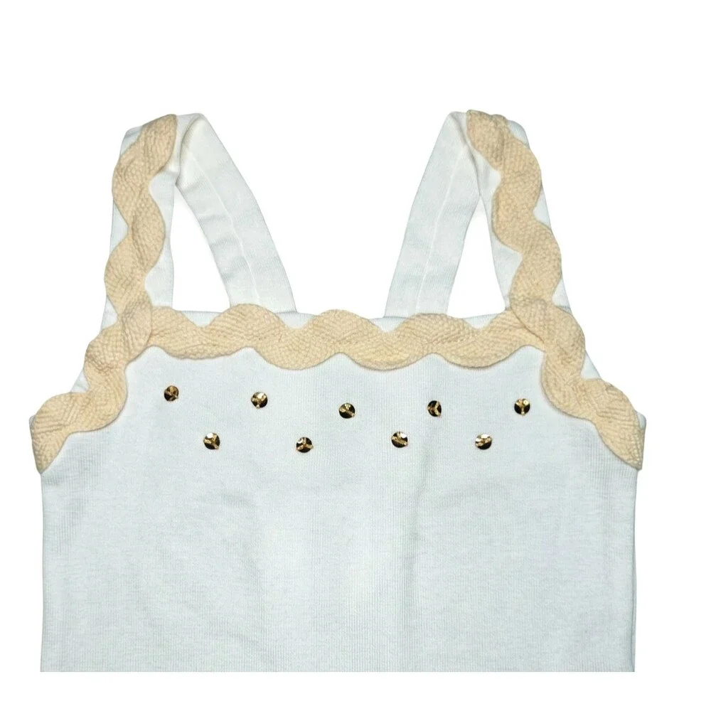 Vintage Gymboree Cami Tank Top Size 5 Cream Gold Sequins 2006 NWT